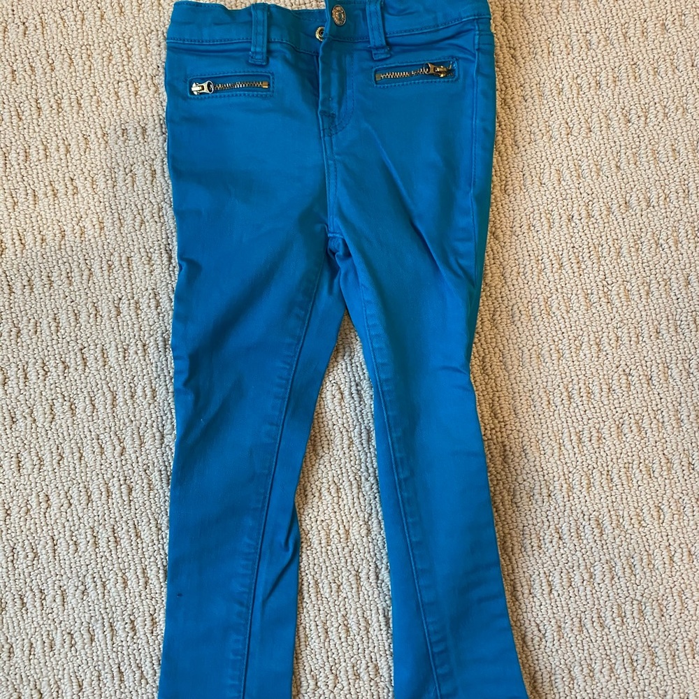Turquoise designer girls skinny jean size 4T